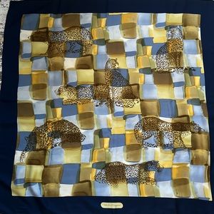 Salvatore Ferragamo Blue and Multicolor Scarf 34”x34”